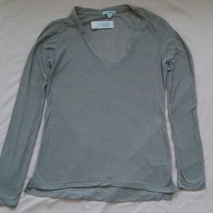 New James Perse Taupe V Neck Long Sleeve Tee 3 M